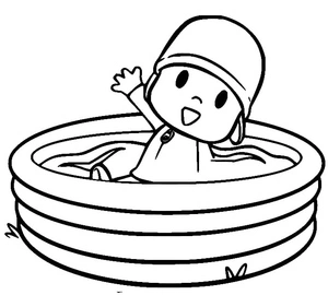 Página para Colorir Pocoyo na Piscina