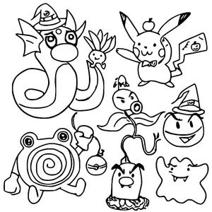 Página para Colorir Pokémon Adoráveis Inspirados no Halloween
