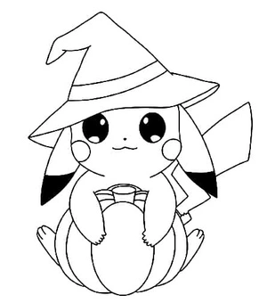 Página para Colorir Pikachu Adorável de Halloween