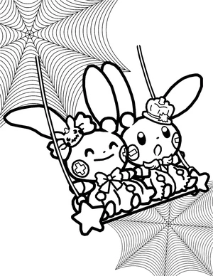 Página para Colorir Pokémon Adoráveis com Tema de Halloween