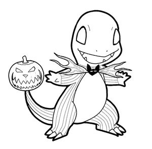 Página para Colorir Charmander Pokémon Halloween
