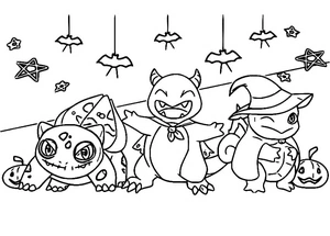 Página para Colorir Pokémon Fofo de Halloween