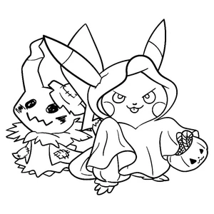 Página para Colorir Pokémons Encantadores de Halloween