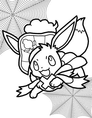 Página para Colorir Eevee Pokémon de Halloween
