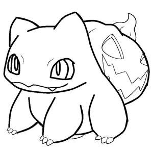 Página para Colorir Bulbasaur Pokémon de Halloween