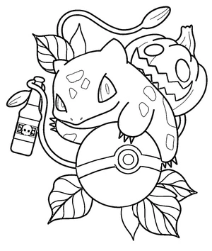 Página para Colorir Bulbasaur de Halloween