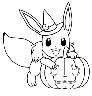 Página para Colorir Halloween Eevee Pokémon
