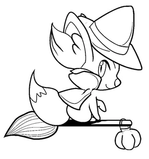 Página para Colorir Retrato do Pokémon Fennekin com tema de Halloween