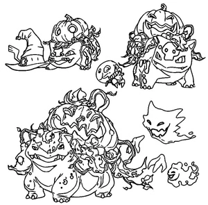 Página para Colorir Pokémon Incríveis com Tema de Halloween