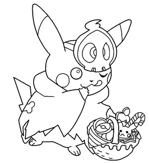 Página para Colorir Página para Colorir Pikachu Halloween