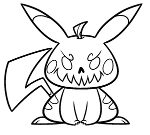 Página para Colorir Pikachu: Edição Halloween