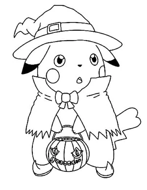 Página para Colorir Pikachu Halloween