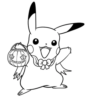 Página para Colorir Pikachu com Fantasia de Halloween