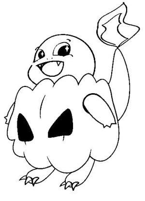 Página para Colorir Charmander Assustador para o Halloween