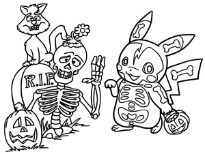 Página para Colorir Pikachu Assustador
