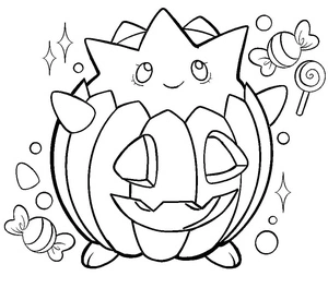 Página para Colorir Página de Colorir de Halloween do Pokémon Togepi Assustador