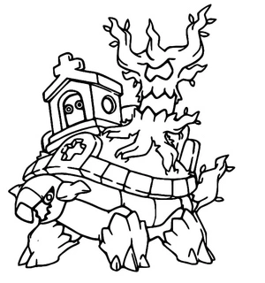 Página para Colorir Torterra Pokémon Assustador para Halloween