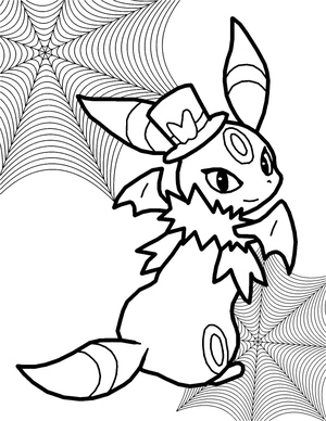 Página para Colorir Pokémon Umbreon Assustador para Halloween