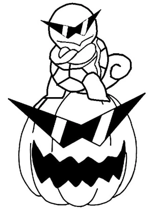 Página para Colorir Tema de Halloween Pokémon Spooky Squirtle