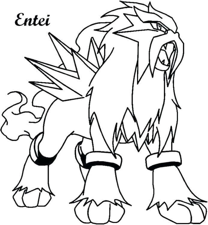 Página para Colorir Pokémon Entei