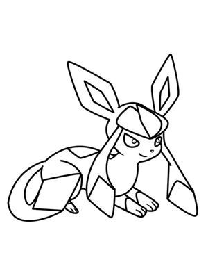 Glaceon sentado, página de colorir Pokémon fácil, imprimível grátis