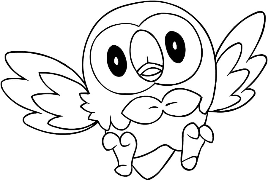 Página para Colorir Pokémon Rowlet