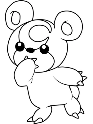Página para Colorir Pokémon Teddiursa