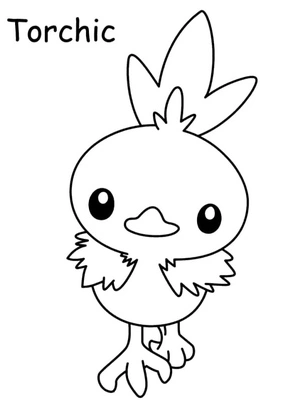 Página para Colorir Pokémon Torchic