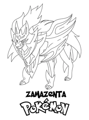 Página para Colorir Pokémon Zamazenta