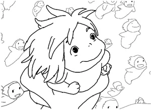 Página para Colorir Ponyo Fofo