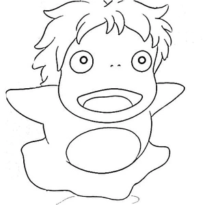 Página para Colorir Ponyo Feliz