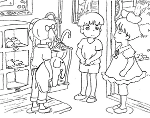 Página para Colorir Ponyo e Seus Amigos