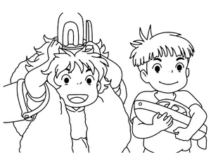 Página para Colorir Ponyo e Sosuke