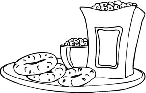 Página para Colorir Pipoca e Donuts - Guloseimas Coloridas