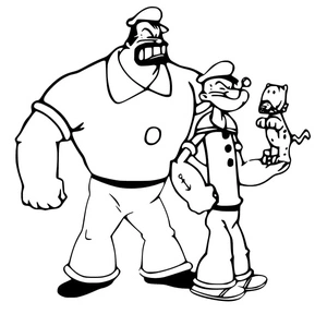 Página para Colorir Bluto e Popeye