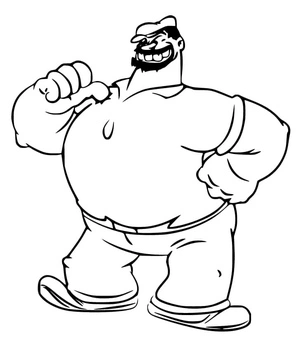 Página para Colorir Bluto da página para colorir do Popeye