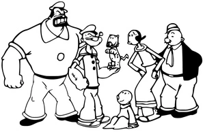Página para Colorir Personagens do Popeye