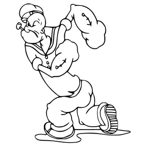 Página para Colorir Popeye Furioso