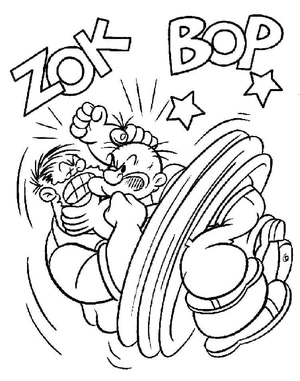 Página para Colorir Popeye e Bluto em Batalha