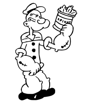 Página para Colorir Popeye e Seu Espinafre Favorito