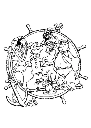 Página para Colorir Personagens do Popeye