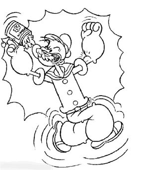 Página para Colorir Popeye Come Espinafre