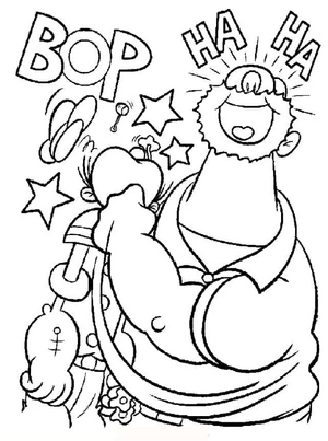 Página para Colorir Popeye Leva um Soco do Bluto