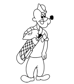 Página para Colorir Popeye Jogando Golfe