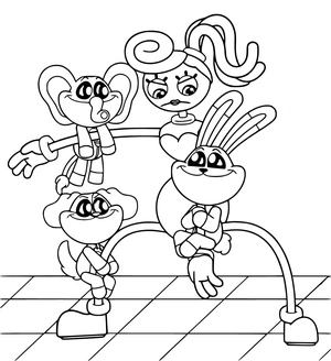 Página para Colorir Criaturas Felizes e Mãe Pernilonga