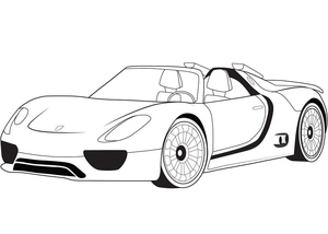 Porsche 918 Spyder Concept Car - Página para Colorir