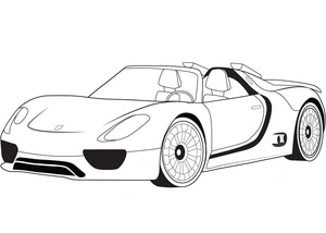 Página para Colorir Porsche 918 Spyder Concept Car - Página para Colorir