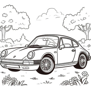 Página para Colorir Página de Colorir Carro Porsche Grátis
