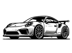 Página para Colorir de Carro Porsche para Imprimir