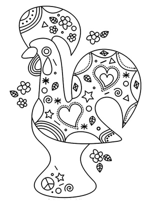 Página para Colorir Galo de Barcelos